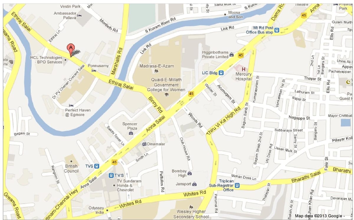 Anna Salai Chennai mapě