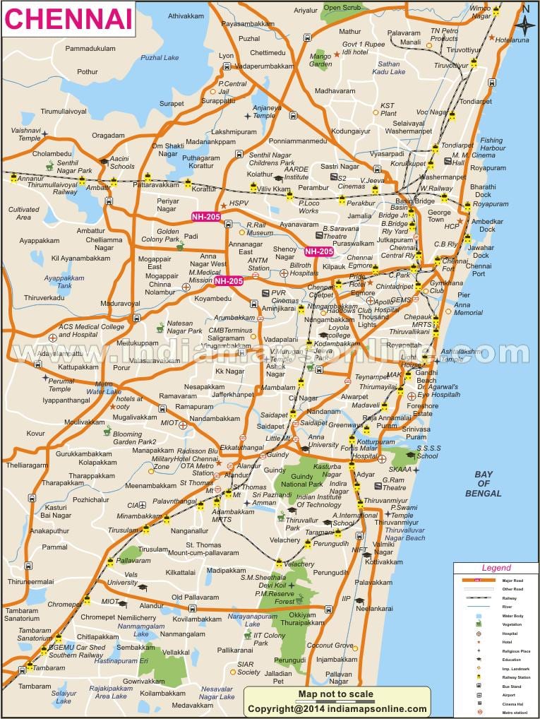 Chennai město plné mapě