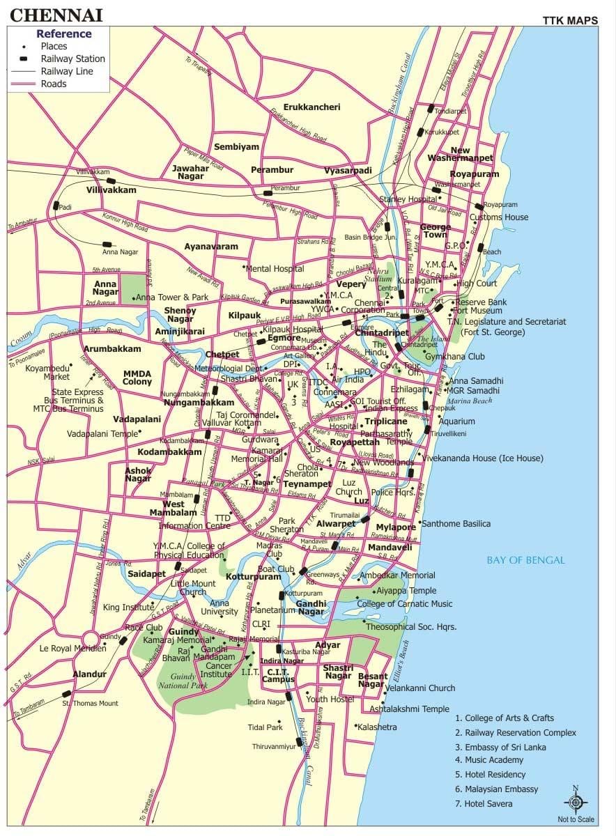 silniční mapa Chennai