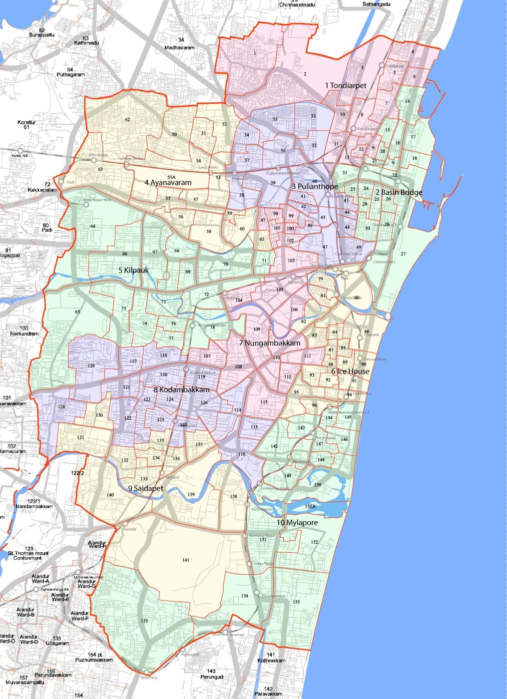 větší Chennai corporation mapě