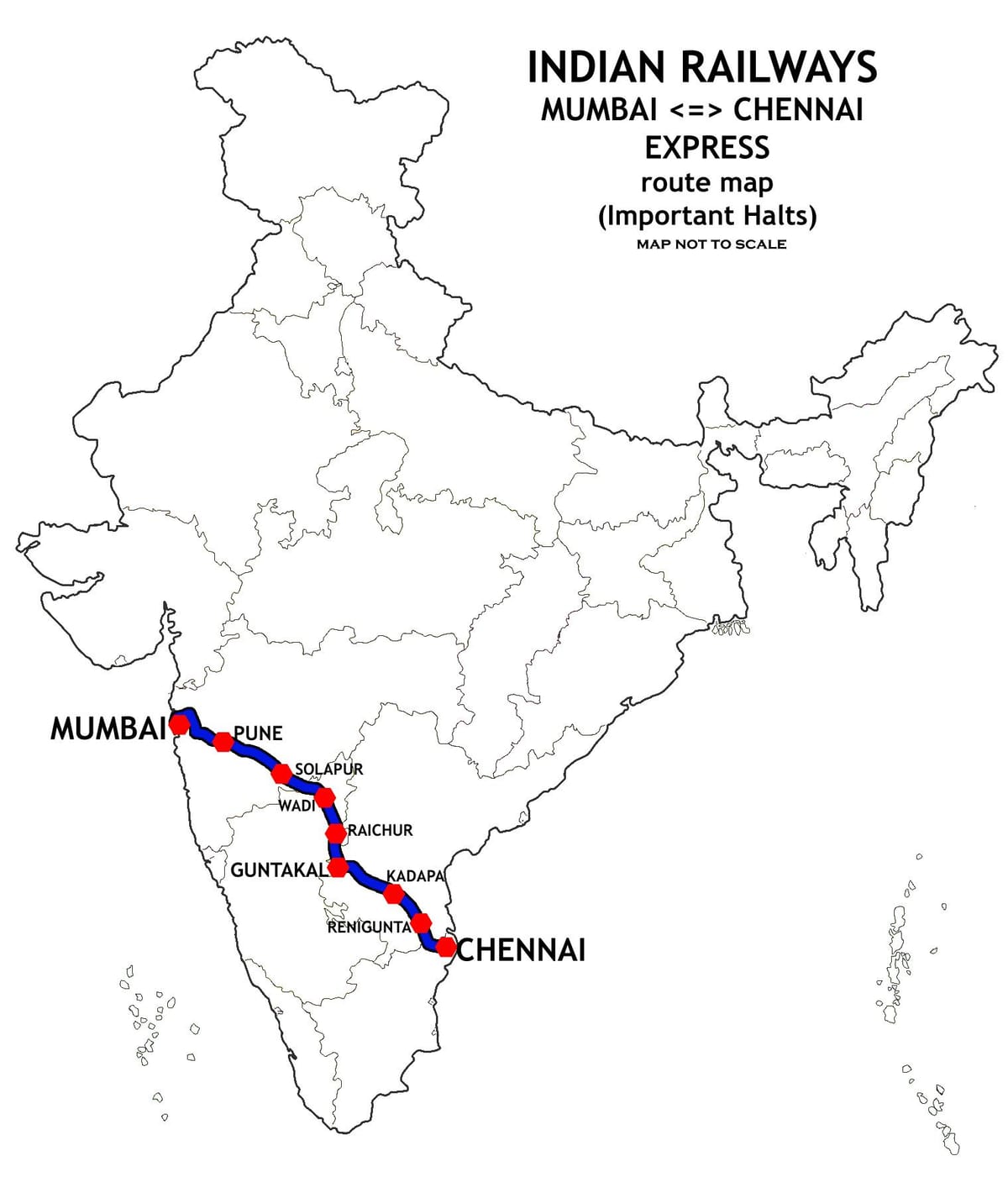 Mumbai do Chennai train mapa trasy
