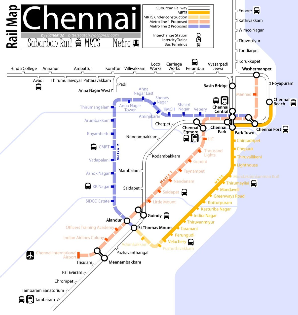 mapa metro Chennai