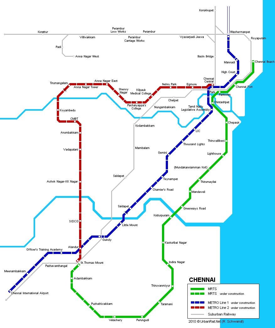 root mapě Chennai