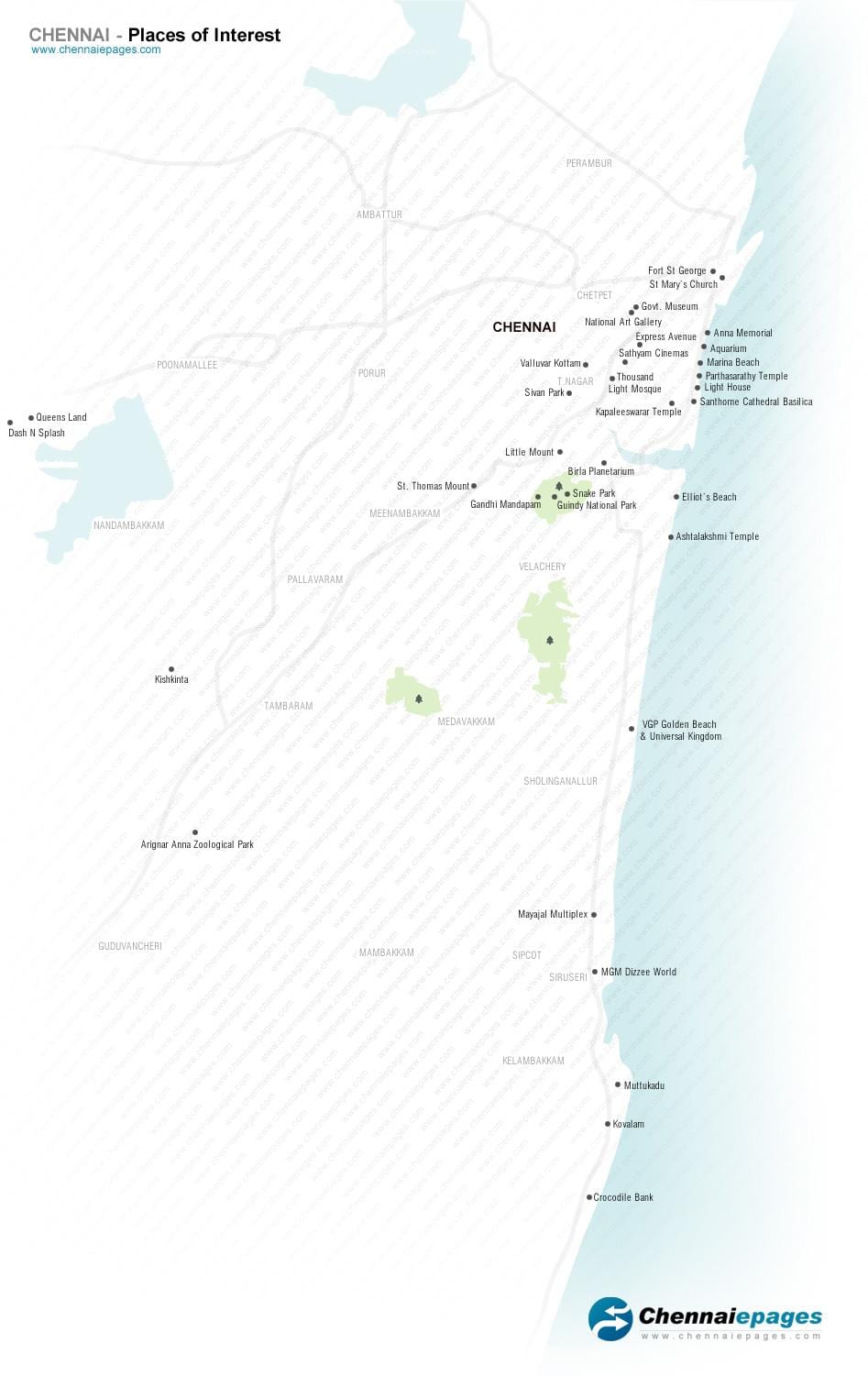 turistická mapa Chennai