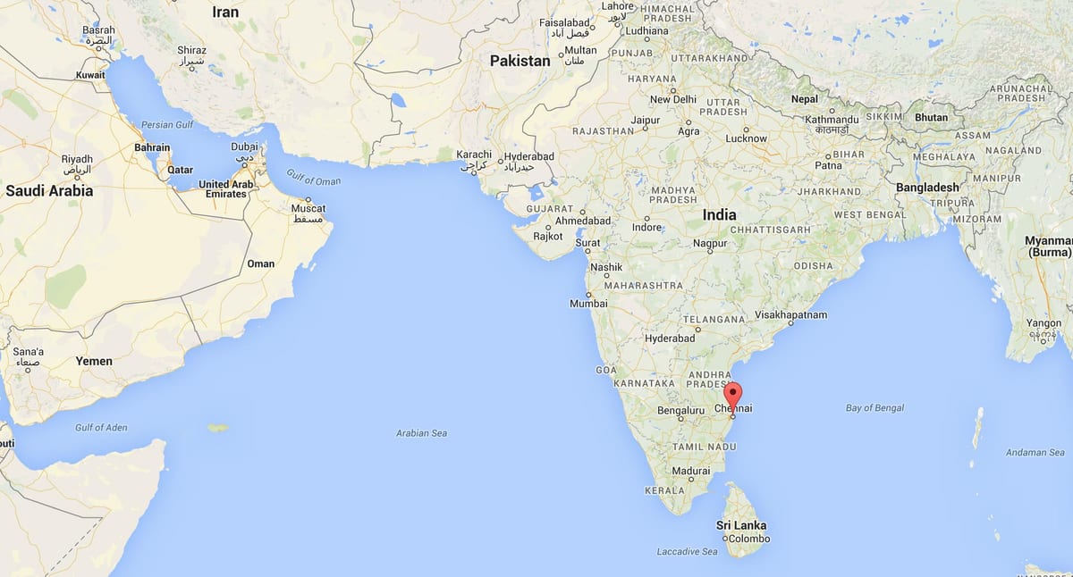 Madras v indii mapě