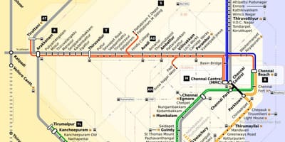 Chennai mapu města s autobusové linky