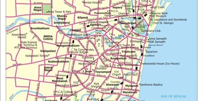 Mapa turistických míst Chennai