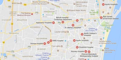 Mapa Chennai Nemocnice 